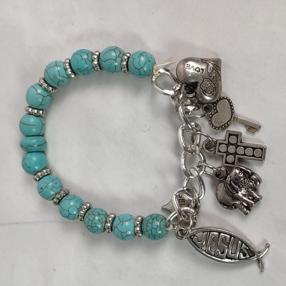2pc Turquoise Howlite Stretch Bracelets - Picture 4 of 6